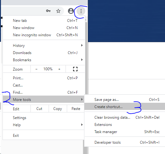Create shortcut on your desktop